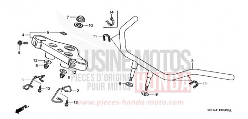 TUYAU DE GUIDON/PONT SUPERIEUR VT750C5 de 2005